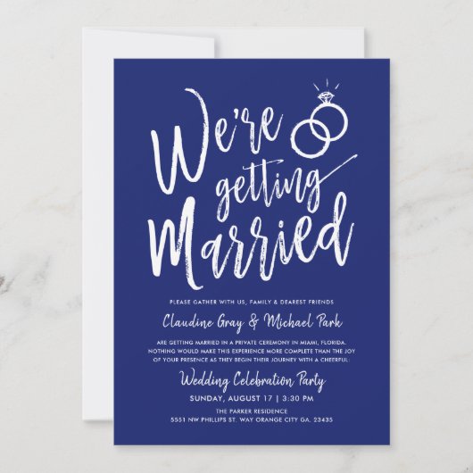 Invitation On se marie avec Royal Blue, Mariage (Devant)