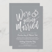 Invitation On se marie de gris-blanc post-Mariage (Devant / Derrière)