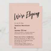Invitation On s'enfuit Minimal Handwriting Rose Pâle (Devant / Derrière)