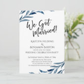 Invitation "On s'est mariés !" Blue Leaves réception uniqueme (Debout devant)