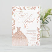 Invitation Once Upon a Sweet 16 Rose Gold Princess Birthday (Debout devant)