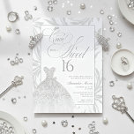 Invitation Once Upon a Sweet 16 Silver Princess Birthday<br><div class="desc">Celebrate her fairytale milestone with this elegant Once Upon a Sweet 16 invitation. Designed with a glamorous silver ball gown dress and soft princess-inspired details, this invitation sets the tone for a magical Sweet 16 celebration. Perfect for modern princess themes, fairytale birthdays, and luxe rose gold parties. Easily personalize all...</div>