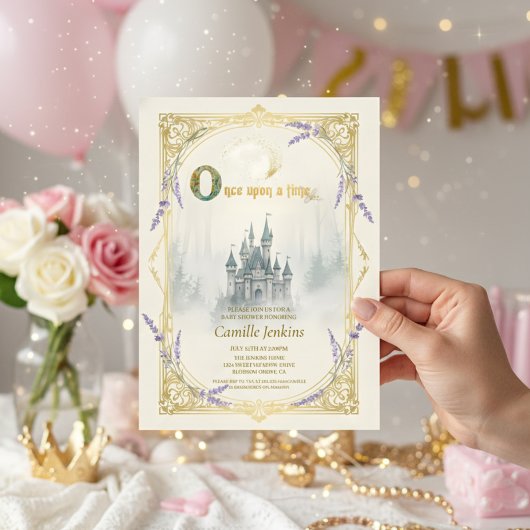 Invitation Once Upon a Time Fairytale Castle Princess floral