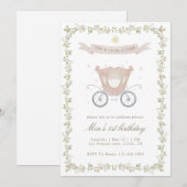 Invitation Once Upon a Time Princess Carriage 1st birthday (Devant / Derrière)