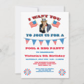 Invitation Oncle même 4 juillet fête rouge blanc et bleu (Devant)