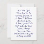 Invitation Oncle Sam Fête de l'Indépendance 4 juil (Dos)