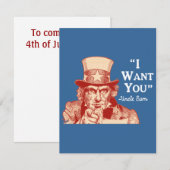 Invitation Oncle Sam l'indépendance 4 juillet rouge antique (Devant / Derrière)