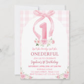 Invitation Onderday Pink Bow Coquette 1er Anniversaire Invita (Devant)