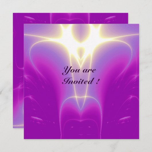 Invitation ONDES LUMINEUSES ,Rose,Fuchsia,,Violet,Blanc (Devant / Derrière)
