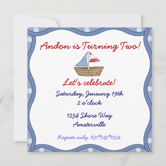 Invitation onduleuse de voilier de bord (Devant)