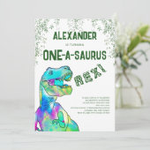 Invitation One-A-Saurus Dinosaur 1er anniversaire (Debout devant)