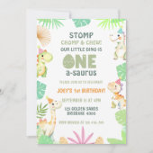 Invitation One A Saurus Dinosaur 1er anniversaire fête pour e (Devant)
