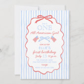 Invitation One All American Girl 4th of July 1st Birthday (Devant)