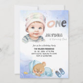 Invitation ONE Boy 1st Birthday Party-Minimal First Birthday  (Devant)
