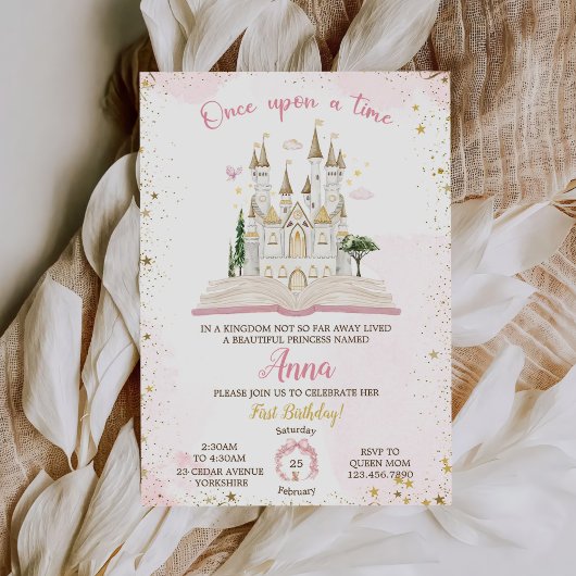 Invitation One-ce Upon A Time Princess 1st Birthday Party