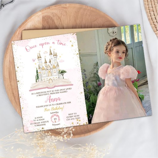 Invitation One-ce Upon A Time Princess 5th Party Photo