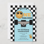 Invitation One Cool Dude Invite 1st First Birthday Skateboard (Devant)