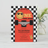Invitation One Cool Dude Invite 1st First Birthday Skateboard (Debout devant)