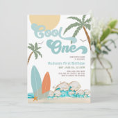 Invitation ONE Cool Surfing Boy 1er Birthday Beach Party (Debout devant)