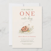 Invitation One Cute Bug 1st Girl's Birthday Party (Devant)