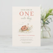 Invitation One Cute Bug 1st Girl's Birthday Party (Debout devant)