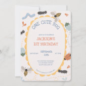 Invitation One Cute Bug Insect Garden First Birthday (Devant)