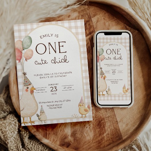 Invitation One Cute Chick Birthday This Chick is One