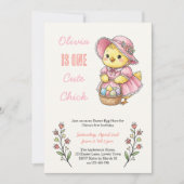Invitation One Cute Chick Easter Themed 1st Birthday Party (Devant)