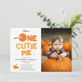 Invitation One Cutie Pie Invite 1st First Birthday Cute Photo (Debout devant)