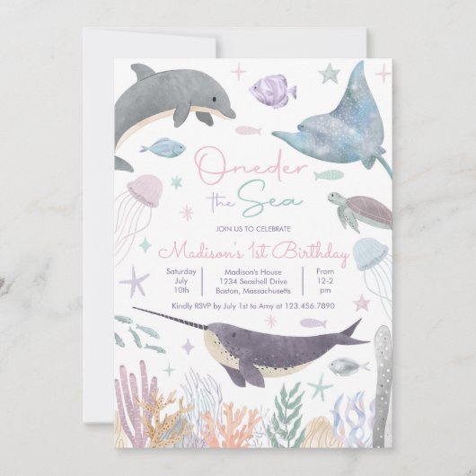 Invitation One-der the Sea Dauphin Vie Marine 1er Anniversair (Devant)