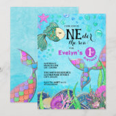 Invitation ONE der the Sea Mermaid 1er anniversaire (Devant / Derrière)