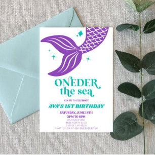 Invitation ONE der The Sea Mermaid 1er fête d'anniversaire