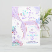Invitation ONE der the Sea Mermaid Purple Turquoise Premier a (Debout devant)