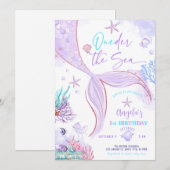 Invitation ONE der the Sea Mermaid Purple Turquoise Premier a (Devant / Derrière)