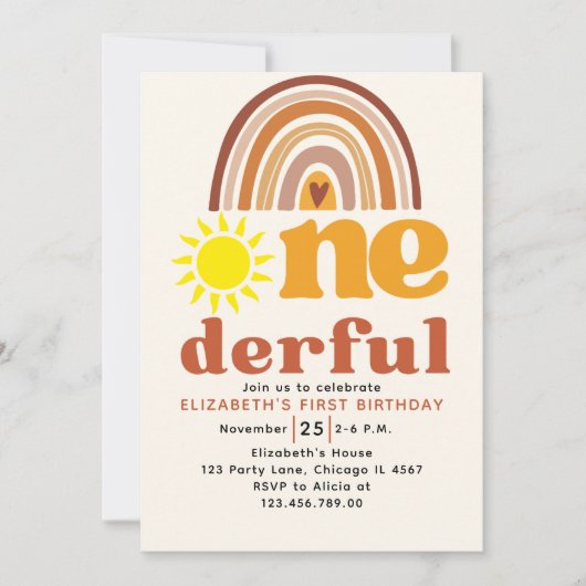 Invitation One - Derful Cute First Birthday with Boho Style (Devant)