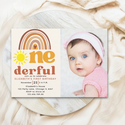 Invitation One - Derful Cute First Birthday with Boho Style 