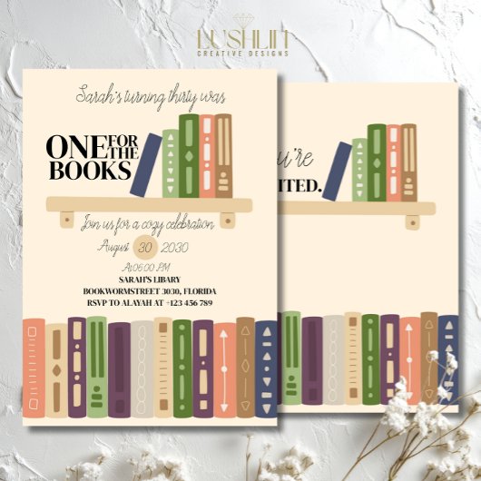 Invitation One for the Books Book Lover’s Thirtieth Birthday