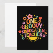 Invitation One groovy kindergarten teacher (Devant / Derrière)