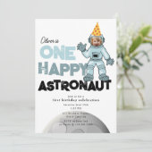 Invitation One Happy Astronaut Photo 1st First Birthday (Debout devant)