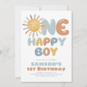 Invitation One Happy Boy Sun 1st Birthday (Devant)