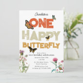 Invitation One Happy Butterfly Invite 1st Wildflower Birthday (Debout devant)