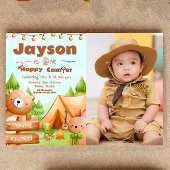 Invitation One Happy Camper - 1er anniversaire avec photo