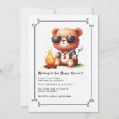 Invitation "One Happy Camper" Bear 1er Birthday Boy Camping (Devant)