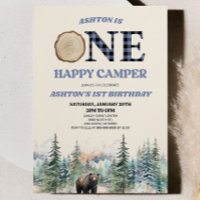 ONE Happy Camper Bear Bleu 1er anniversaire fête
