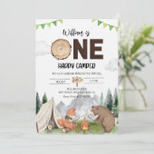 Invitation One Happy Camper Boy 1st Birthday Party (Debout devant)