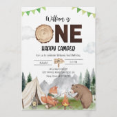 Invitation One Happy Camper Boy 1st Birthday Party (Devant)