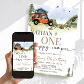 Invitation One Happy Camper Camping Boy Birthday