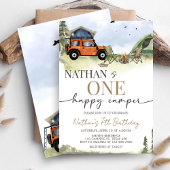 Invitation One Happy Camper Camping Boy Birthday