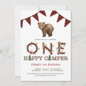 Invitation One Happy Camper Forest Boy's 1st Birthday Party I (Devant)