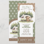 Invitation One Happy Camper Ticket Admit One (Devant / Derrière)